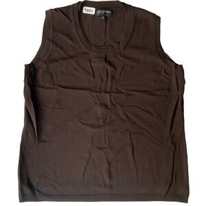 Jones New York Collection Women’s Sleeveless Knit Blouse size XL, Solid Brown